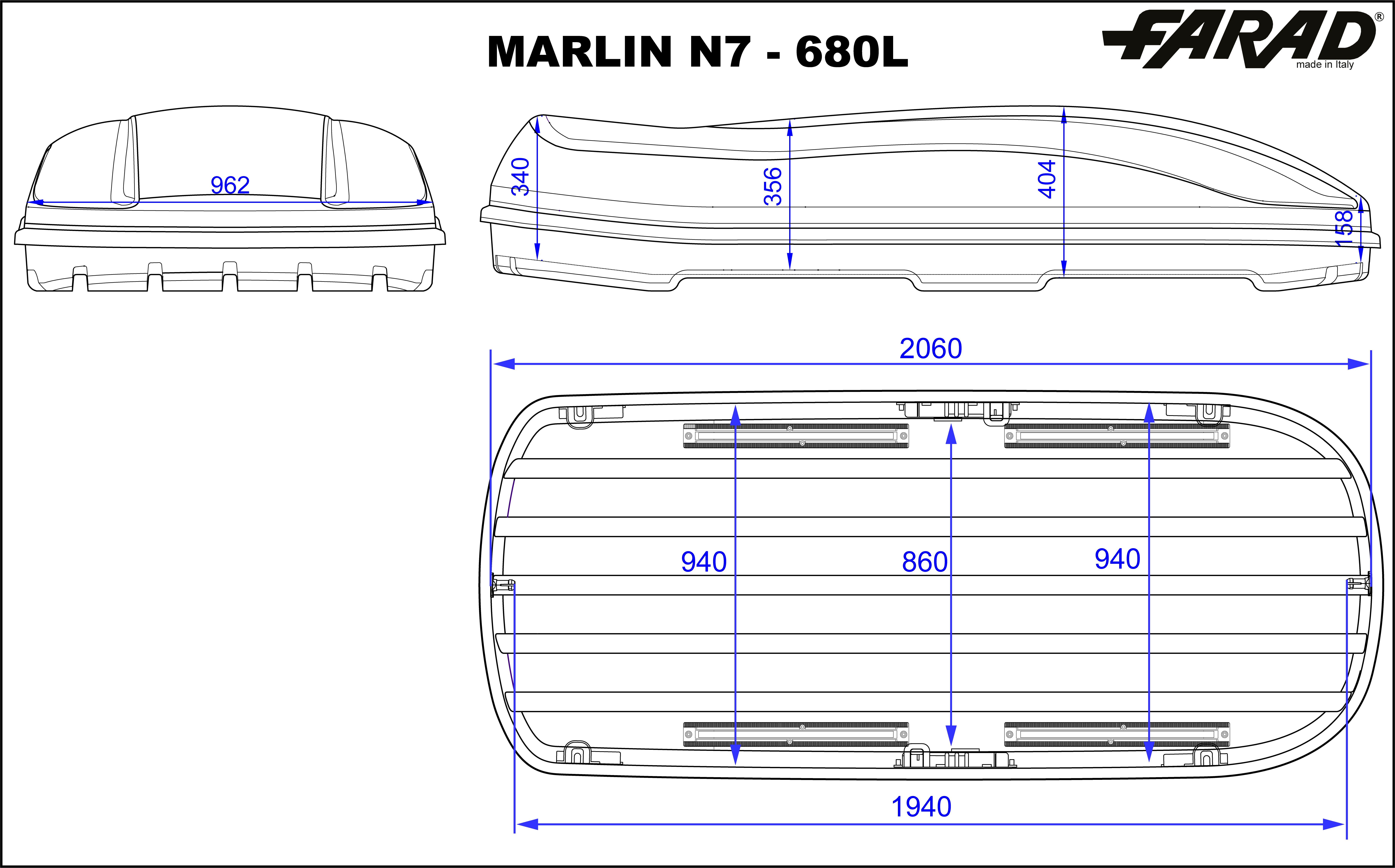 Scopri il baule portatutto Farad Marlin 680L